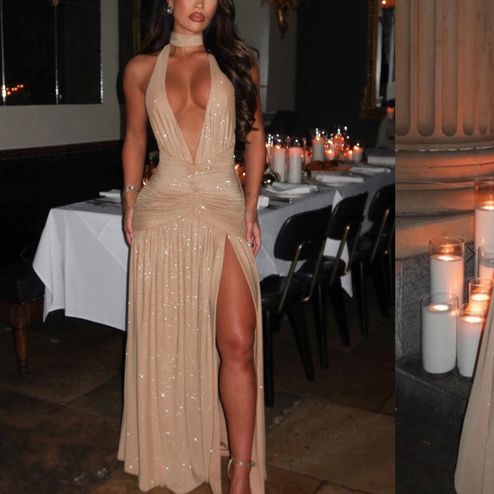 Elegant Beige Maxi Dress NEW WITH TAGS